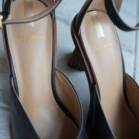 Black Square-Toe Slingback Heels – Size 7 - Picture 3 of 11